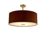 Baymont Antique Brass 1 Light E27 Semi Flush With 60cm x 22cm Dual Faux Silk Shade, Raw Cocoa/Grecian Bronze With Frosted/AB Acrylic Diffuser