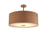 Baymont Antique Brass 1 Light E27 Semi Flush With 60cm x 22cm Dual Faux Silk Shade, Antique Gold/Ruby With Frosted/AB Acrylic Diffuser
