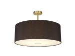 Baymont Antique Brass 1 Light E27 Semi Flush With 60cm x 22cm Faux Silk Shade, Black/White Laminate With Frosted/AB Acrylic Diffuser