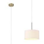 Baymont Antique Brass 1 Light E27 Single Pendant With 30cm x 17cm Dual Faux Silk Shade, Nude Beige/Moonlight