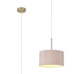 Baymont Antique Brass 1 Light E27 Single Pendant With 30cm x 17cm Dual Faux Silk Shade, Taupe/Halo Gold