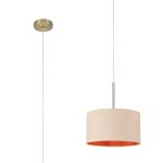 Baymont Antique Brass 1 Light E27 Single Pendant With 30cm x 17cm Dual Faux Silk Shade, Antique Gold/Ruby