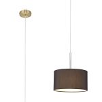 Baymont Antique Brass 1 Light E27 Single Pendant With 30cm x 17cm Faux Silk Shade, Black/White Laminate