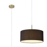 Baymont Antique Brass 1 Light E27 Single Pendant With 40cm x 18cm Faux Silk Shade, Black/White Laminate