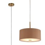 Baymont Antique Brass 1 Light E27 Single Pendant With 40cm x 18cm Dual Faux Silk Shade, Antique Gold/Ruby With Frosted/AB Acrylic Diffuser