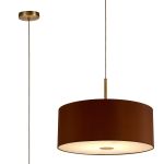 Baymont Antique Brass 1 Light E27 Single Pendant With 50cm x 20cm Dual Faux Silk Shade, Raw Cocoa/Grecian Bronze With Frosted/AB Acrylic Diffuser