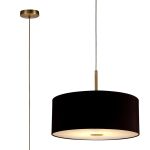 Baymont Antique Brass 1 Light E27 Single Pendant With 50cm x 20cm Dual Faux Silk Shade, Black/Green Olive With Frosted/AB Acrylic Diffuser
