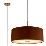 Baymont Antique Brass 1 Light E27 Single Pendant With 60cm x 22cm Dual Faux Silk Shade, Raw Cocoa/Grecian Bronze With Frosted/AB Acrylic Diffuser