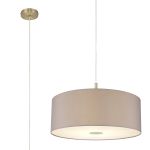 Baymont Antique Brass 1 Light E27 Single Pendant With 60cm x 22cm Faux Silk Shade, Grey/White Laminate With Frosted/AB Acrylic Diffuser