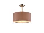 Baymont Satin Nickel 1 Light E27 Semi Flush With 40cm x 18cm Dual Faux Silk Shade, Taupe/Halo Gold With Frosted/SN Acrylic Diffuser