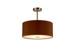 Baymont Satin Nickel 1 Light E27 Semi Flush With 40cm x 18cm Dual Faux Silk Shade, Raw Cocoa/Grecian Bronze With Frosted/SN Acrylic Diffuser