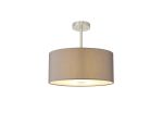Baymont Satin Nickel 1 Light E27 Semi Flush With 40cm x 18cm Faux Silk Shade, Grey/White Laminate With Frosted/SN Acrylic Diffuser