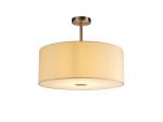 Baymont Satin Nickel 1 Light E27 Semi Flush With 50cm x 20cm Faux Silk Shade, Ivory Pearl/White Laminate With Frosted/SN Acrylic Diffuser