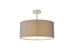 Baymont Satin Nickel 1 Light E27 Semi Flush With 50cm x 20cm Faux Silk Shade, Grey/White Laminate With Frosted/SN Acrylic Diffuser