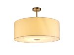 Baymont Satin Nickel 1 Light E27 Semi Flush With 60cm x 22cm Faux Silk Shade, Ivory Pearl/White Laminate With Frosted/SN Acrylic Diffuser