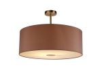 Baymont Satin Nickel 1 Light E27 Semi Flush With 60cm x 22cm Dual Faux Silk Shade, Taupe/Halo Gold With Frosted/SN Acrylic Diffuser