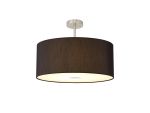 Baymont Satin Nickel 1 Light E27 Semi Flush With 60cm x 22cm Faux Silk Shade, Black/White Laminate With Frosted/SN Acrylic Diffuser