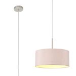 Baymont Satin Nickel 1 Light E27 Single Pendant With 40cm x 18cm Dual Faux Silk Shade, Taupe/Halo Gold