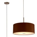 Baymont Satin Nickel 1 Light E27 Single Pendant With 50cm Dual Faux Silk Shade, Raw Cocoa/Grecian Bronze With 50cm Frosted/SN Acrylic Diffuser