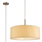 Baymont Satin Nickel 1 Light E27 Single Pendant With 60cm Faux Silk Shade, Ivory Pearl/White Laminate With 60cm Frosted/SN Acrylic Diffuser