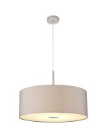 Baymont Satin Nickel 1 Light E27 Single Pendant With 60cm Faux Silk Shade, Grey/White Laminate With 60cm Frosted/SN Acrylic Diffuser