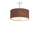 Baymont Polished Chrome 3 Light E27 Semi Flush With 40cm x 18cm Dual Faux Silk Shade, Cocoa/Grecian Bronze & Frosted/PC Acrylic Diffuser