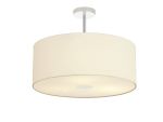 Baymont Polished Chrome 3 Light E27 Semi Flush With 50cm x 20cm Faux Silk Shade Ivory Pearl/White Laminate & Frosted/PC Acrylic Diffuser