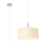 Baymont Polished Chrome 3 Light E27 Single Pendant With 40cm x 18cm Faux Silk Shade, Ivory Pearl/White Laminate & Frosted/PC Acrylic Diffuser