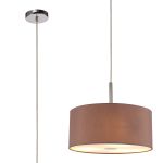 Baymont Polished Chrome 3 Light E27 Single Pendant With 40cm x 18cm x 18cm Dual Faux Silk Shade, Taupe/Halo Gold & Frosted/PC Acrylic Diffuser
