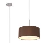 Baymont Polished Chrome 3 Light E27 Single Pendant With 40cm x 18cm Dual Faux Silk Shade, Cocoa/Grecian Bronze & Frosted/PC Acrylic Diffuser