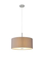 Baymont Polished Chrome 3 Light E27 Single Pendant With 40cm x 18cm x 18cm Faux Silk Shade, Grey/White Laminate & Frosted/PC Acrylic Diffuser