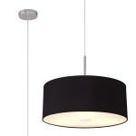 Baymont Polished Chrome 3 Light E27 Single Pendant With 50cm x 20cm Dual Faux Silk Shade, Black/Green Olive & Frosted/PC Acrylic Diffuser