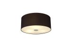 Baymont Polished Chrome 3 Light E27 Flush Ceiling With 40cm x 18cm Faux Silk Shade, Black/White Laminate & Frosted/PC Acrylic Diffuser