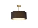 Baymont Antique Brass 3 Light E27 Semi Flush With 40cm x 18cm Faux Silk Shade, Black/White Laminate & Frosted/PC Acrylic Diffuser