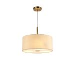 Baymont Antique Brass 3 Light E27 Single Pendant With 40cm x 18cm Faux Silk Shade, Ivory Pearl/White Laminate & Frosted/AB Acrylic Diffuser