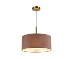 Baymont Antique Brass 3 Light E27 Single Pendant With 40cm x 18cm Dual Faux Silk Shade, Taupe/Halo Gold & Frosted/AB Acrylic Diffuser