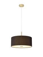 Baymont Antique Brass 3 Light E27 Single Pendant With 40cm x 18cm Faux Silk Shade, Black/White Laminate & Frosted/AB Acrylic Diffuser