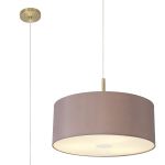 Baymont Antique Brass 3 Light E27 Single Pendant With 50cm x 20cm Dual Faux Silk Shade, Taupe/Halo Gold & 50cm Frosted/AB Acrylic Diffuser