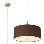 Baymont Antique Brass 3 Light E27 Single Pendant With 50cm x 20cm Dual Faux Silk Shade, Raw Cocoa/Grecian Bronze & Frosted/AB Acrylic Diffuser