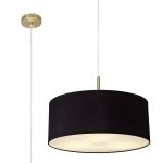 Baymont Antique Brass 3 Light E27 Single Pendant With 50cm x 20cm Dual Faux Silk Shade, Black/Green Olive & 50cm x 20cm Frosted/AB Acrylic Diffuser