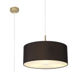 Baymont Antique Brass 3 Light E27 Single Pendant With 50cm x 20cm Faux Silk Shade, Black/White Laminate & 50cm Frosted/AB Acrylic Diffuser
