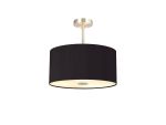 Baymont Satin Nickel 3 Light E27 Semi Flush With 40cm x 18cm Dual Faux Silk Shade, Black/Green Olive & Frosted/PC Acrylic Diffuser