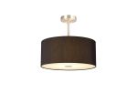 Baymont Satin Nickel 3 Light E27 Semi Flush With 40cm x 18cm x 18cm Faux Silk Shade, Black/White Laminate & Frosted/PC Acrylic Diffuser