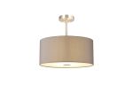 Baymont Satin Nickel 3 Light E27 Semi Flush With 40cm x 18cm x 18cm Faux Silk Shade, Grey/White Laminate & Frosted/PC Acrylic Diffuser