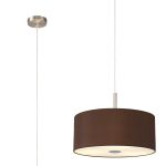 Baymont Satin Nickel 3 Light E27 Single Pendant With 40cm x 18cm Dual Faux Silk Shade, Raw Cocoa/Grecian Bronze & Frosted/PC Acrylic Diffuser