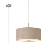 Baymont Satin Nickel 3 Light E27 Single Pendant With 50cm x 20cm Dual Faux Silk Shade, Antique Gold/Ruby & Frosted/PC Acrylic Diffuser
