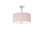 Baymont Polished Chrome 5 Light E27 Semi Flush With 40cm x 18cm Dual Faux Silk Shade, Taupe/Halo Gold & Frosted/PC Acrylic Diffuser