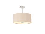 Baymont Polished Chrome 5 Light E27 Semi Flush With 40cm x 18cm Dual Faux Silk Shade, Antique Gold/Ruby & Frosted/PC Acrylic Diffuser