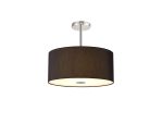 Baymont Polished Chrome 5 Light E27 Semi Flush With 40cm x 18cm Faux Silk Shade, Black/White Laminate & Frosted/PC Acrylic Diffuser
