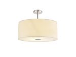 Baymont Polished Chrome 5 Light E27 Semi Flush Fixture With 60cm x 22cm Faux Silk Shade Ivory Pearl/White Laminate & Frosted/PC Acrylic Diffuser